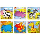 Brightly coloured Wooden Jigsaw with Assorted  Characters. Great helping tool to develop counting  and identify colours. Suitable for all ages