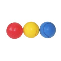 7cm foam sponge tennis balls in bright colours.  Bagged in 3's in display box of 12.  Age 3+.