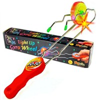 An interesting spin on the old-fashioned Gyro Wheel, as it loops around the rail it lights up! Each is packed in our 32 x 6 x 6cm. Batteries are included.  Age 3+
