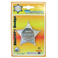 6.5cm Lone Star metal sheriff's badge with safety  pin fastening.  Age 3+.