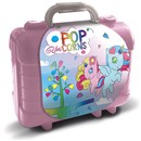 Unicorn Travel Set. High Quality Plastic Case;  includes 10 coloured pencils, 1 inked washable non  toxic pad, 5 wood and rubber stamps, 1 activity  book and 64 puzzle stickers. Age 3+
