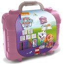 Paw Patrol Travel Set. High Quality Plastic Case;  includes 10 coloured pencils, 1 inked washable non  toxic pad, 5 wood and rubber stamps, 1 activity  book and 64 puzzle stickers. Age 3+