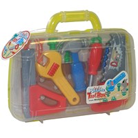 Variety of large plastic tools in a handy  carrycase.  Includes workbench with nuts and  bolts.  Case 19cm x 24cm.  Age 3+.