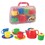 Plastic tea set consists of 4 cups, saucers and  teaspoons, a teapot, creamer and sugar bowl with  lid.  All presented in 19cm x 24cm plastic carry  case.  Age 3+.