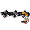 10cm dual sided car with enlarged friction  wheels. Turns over on collison to reveal another  car.  6 assorted.  Age 3+.