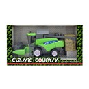 Large free wheeling combine harvester with moving  parts.  Diecast metal and plastic parts.  Assorted  colours.  Age 3+.