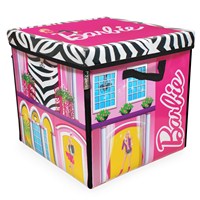 Barbie dream house storage box with space for 40  dolls, unzips into a catwalk and stage design  playmat.  Mat size 36" x 36".  Age 3+.