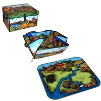 Dinosaur design storage cube suitable for holding  up to 160 dinosaurs.  Unzips into prehistoric  landscape playmat and includes 2 x 3" dinosaurs.  Cube size 13.5"x 12"x 8".  Age 3+.
