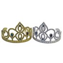 12.5cm diameter plastic tiara with inset jewels.  Silver and gold assorted.  Age 3+.