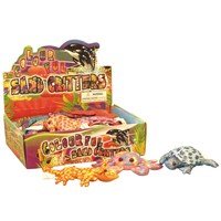 Assorted multicoloured sand filled fabric  creatures.  Display box of 24.