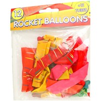 Blow them up, let them go and watch them fly!  12  long balloons in assorted colours with 12 tubes  for easy blowing.  Pack of 12.  Age 3+.