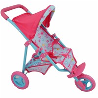 Deluxe 3 wheel folding stroller with canopy and  basket.  61(L) x 33(W) x 54(H)cm.  Age 3+.