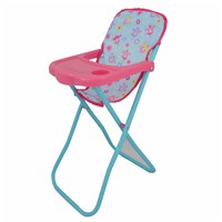 Doll's folding high chair with plastic tray and  cup holder.  33(L) x 26(W) x 60(H)cm. Age 3+.