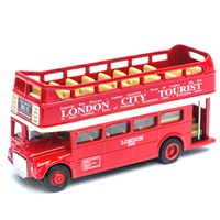 Open Top Traditional DieCast, pull back and go  London Bus. Length 12.5cm.