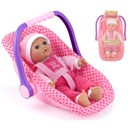 30cm (12") soft bodied doll in her rocking baby  car seat with carry handle.  Age 24m+.