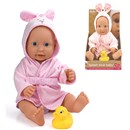41cm (16") anatomically correct bathable baby in  towelling robe and nappy.  Includes vinyl bath  duck.  Age 18m+.