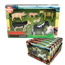6 Pc model farm animal playset in a display box of  6.  3 Assorted.  Age 3+.