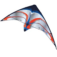 Brookite Silverline Dual Line Kite made from polyester ripstop with fibreglass struts. Dual line with 2 handles for manoeuvrability. For use in a light-fresh breeze (Bf 2-5). Dimensions (H) 94cm x  (W) 183cm. Recommended Age 8+