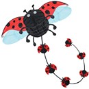 Brookite Ladybird Kite made from spinaker nylon with fibreglass struts. Single line with 1 handle. For use in a light-moderate breeze (Bf 2-4). Dimensions (H) 49cm x  (W) 88cm. Recommended Age 3+