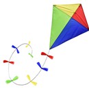 Brookite Classic Bow Tail Kite made from spinaker nylon with fibreglass struts. Single line with 1 handle. For use in a light-moderate breeze (Bf 2-4). Dimensions (H) 70cm x  (W) 60cm. Recommended Age 3+