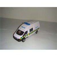 1:48 Scale Police rapid response vehicle with  siren sounds, opening door and free wheel action.  Boxed with 'Try Me' function.  Diecast metal and  plastic parts.  Length 15.5 cm.  Age 3+.