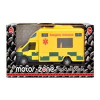 1:48 Scale Paramedic rapid response vehicle with  siren sounds, opening door and free wheel action.  Boxed with 'Try Me' function.  Diecast metal and  plastic parts.  Length 15.5 cm.  Age 3+.