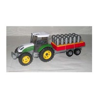 1:32 Scale free wheeling tractor with opening  bonnet and detachable urn trailer.  Diecast metal and  plastic parts.  Length 28cm. Age 3+.