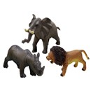 Pack of 3 soft touch wild animals - lion, elephant and rhino (27 - 30cm) 3 years +