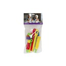 14 piece deluxe baking set, includes rolling pin, spatula, spoon, trimmer, icing tube, 3 nozzles and 6 pastry cutters. Age 3+