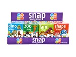 4 assorted Snap card games in display box of 24.  Includes dino snap, zoo snap, farm sanp and shape snap.  With rules. 3+ 4 assorted barcodes5018621251027/5018621251041/5018621251065/5018621251089
